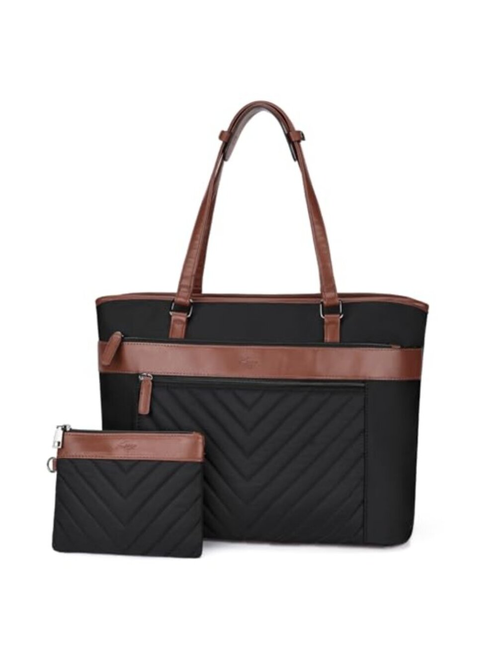 15.6 inch Laptop Tote Bag Large PU Leather Handbag for Women